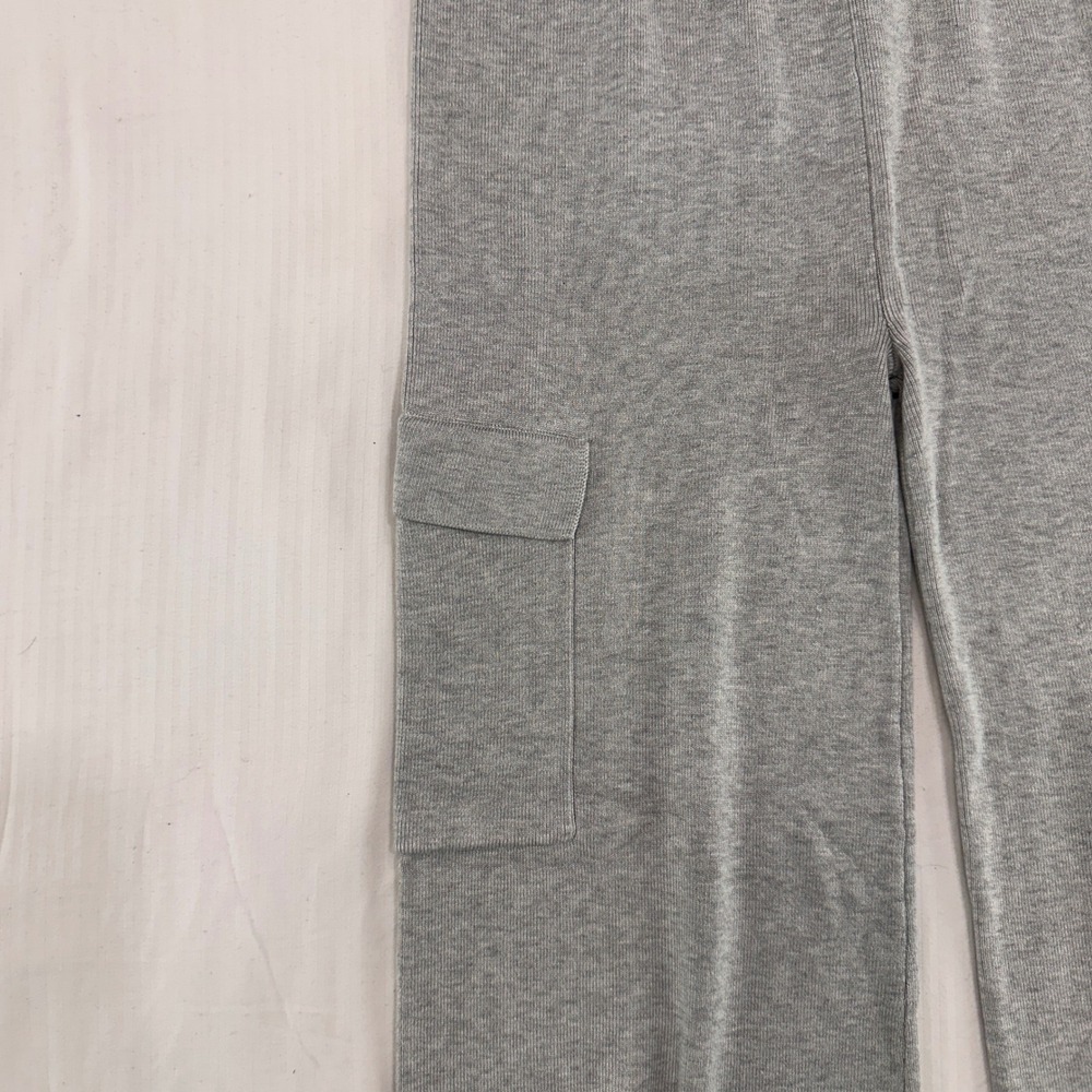 PINK ROSE Grey Wide Leg Cargo Knit Lounge Pants Joggers Womens Small - Picture 2 of 7